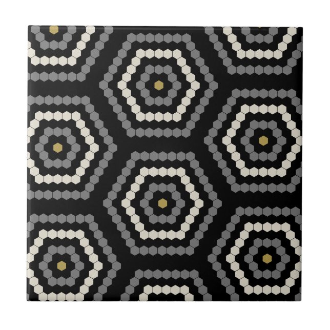 Padrão do Azulejo Hexagon Penny Hex Preto (Frente)