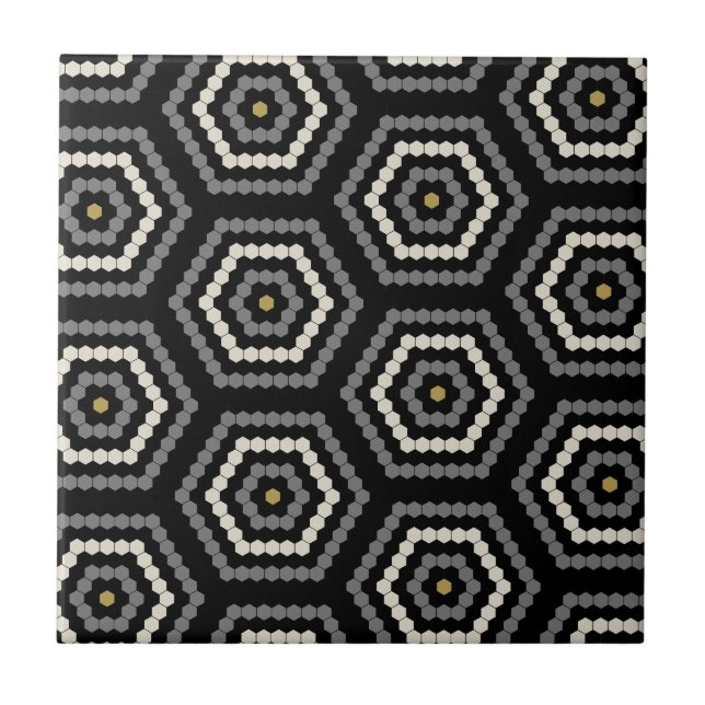 Padrão do Azulejo Hexagon Penny Hex Preto (Frente)