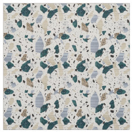 Padrão do Azulejo Terrazzo - Verde sobre Tecido de
