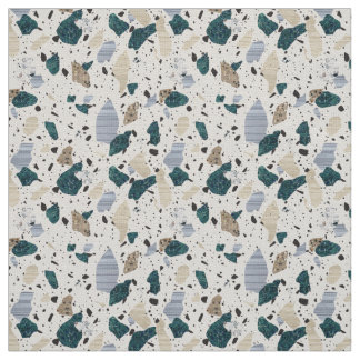 Padrão do Azulejo Terrazzo - Verde sobre Tecido de