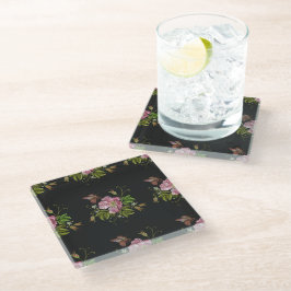Padrão do bordado floral elegante em preto