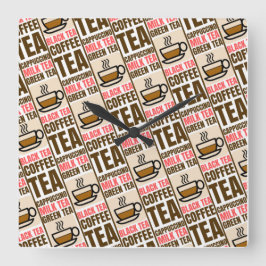 PADRÃO DO CHÁ DE CAFÉ, Relógio de Parede Acrílico