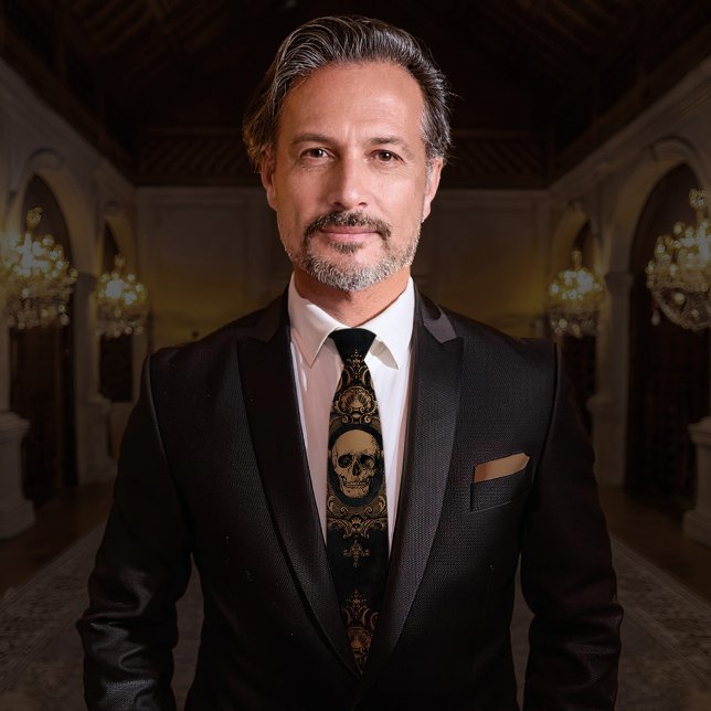 Padrão do crânio | Gravata do pescoço | Preto (Welcome to the Manor.)