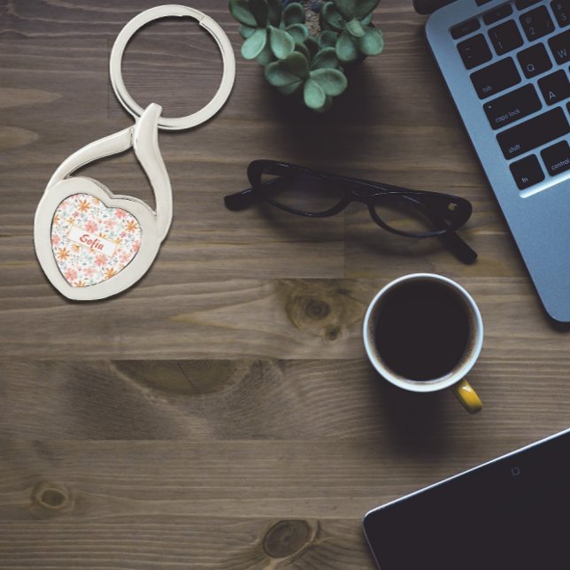 Padrão do jardim de aquarelas Chaveiro de metal la (Criador carregado)