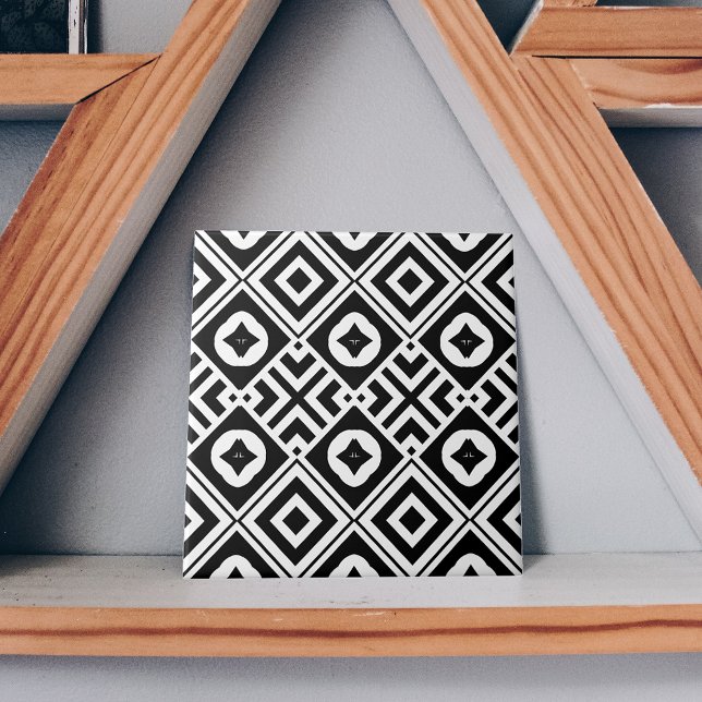 Padrão do mosaico branco e preto geométrico modern (Criador carregado)