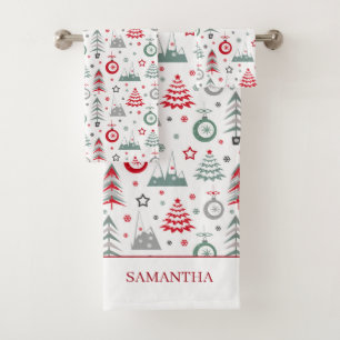 Padrão do Natal de inverno. Conjunto de toalhas de
