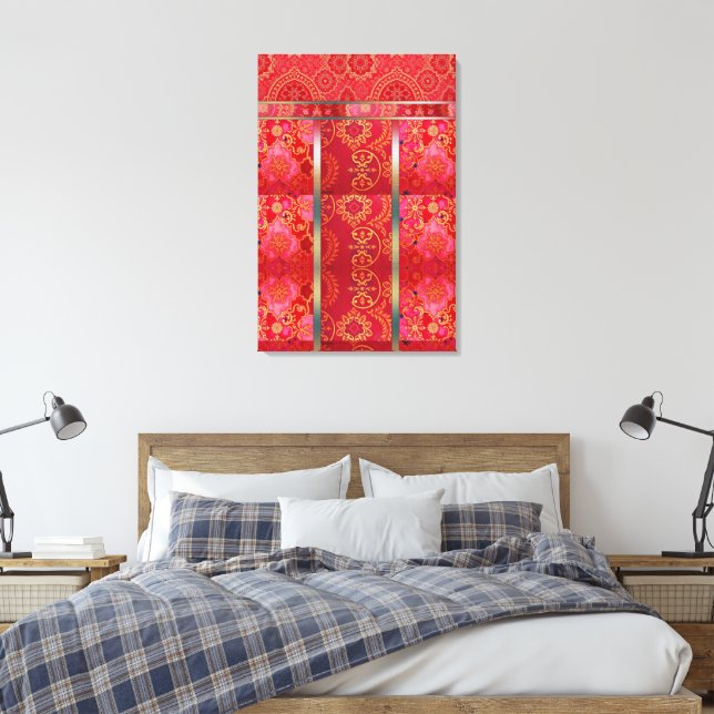 Padrão do Ouro Vermelho ORIENTAL - Canvas (Insitu(Quarto))
