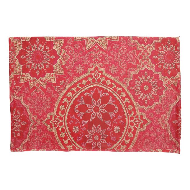Padrão do Ouro Vermelho ORIENTAL - Pillowcase (Frente)