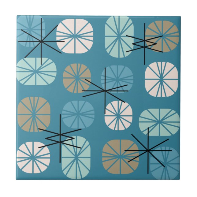Padrão do século médio Oblongs Teal White Dourado (Frente)