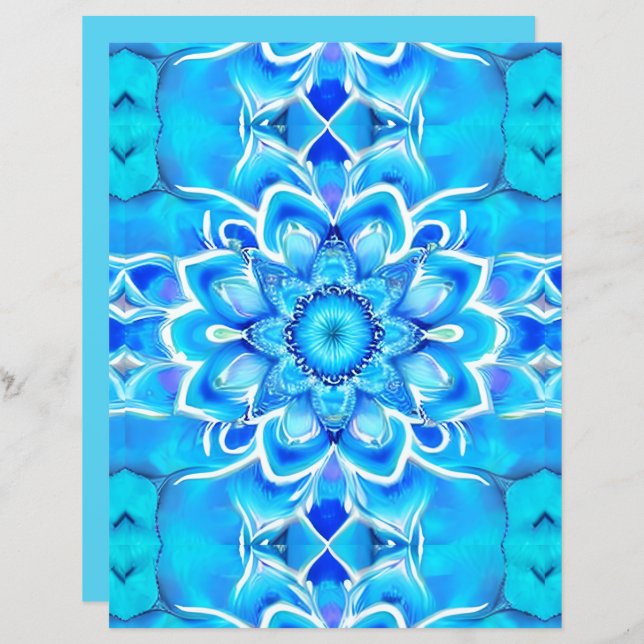 Padrão do Sky Blue e Cobalt Batik Mandala (Frente/Verso)