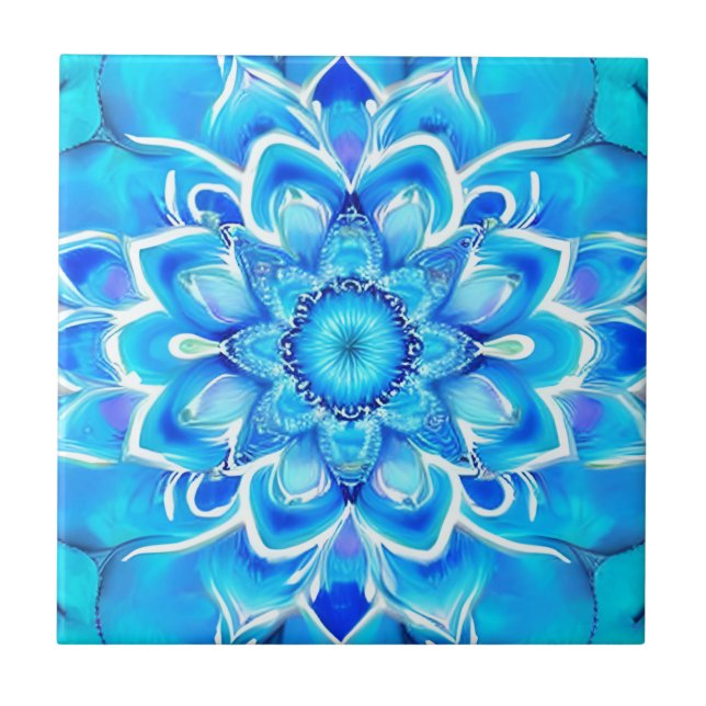 Padrão do Sky Blue e Cobalt Batik Mandala (Frente)