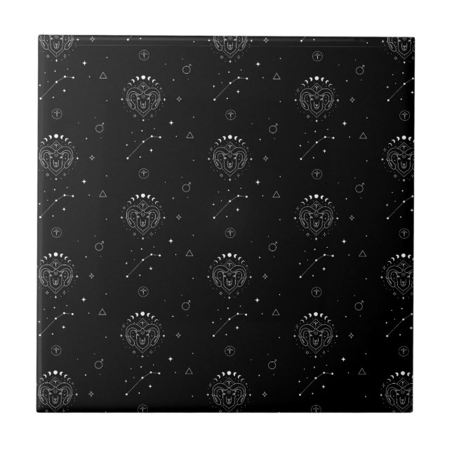 Padrão do Zodíaco de Áries em Preto e Branco (Frente)