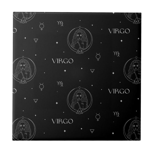 Padrão do Zodíaco de Virgem em Preto e Branco (Frente)