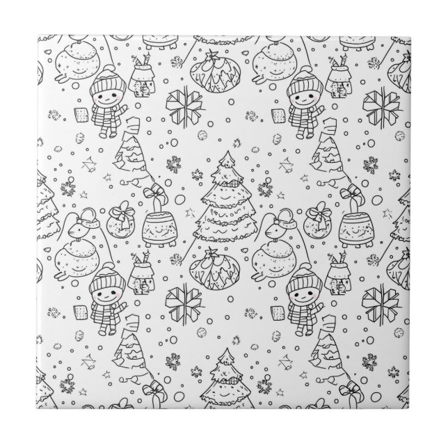Padrão Doodle de Natal de Inverno Fofo (3) (Frente)