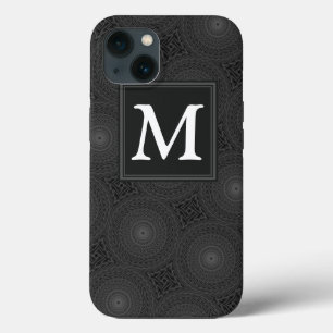 Padrão dos círculos carvões monograma iPhone Case-