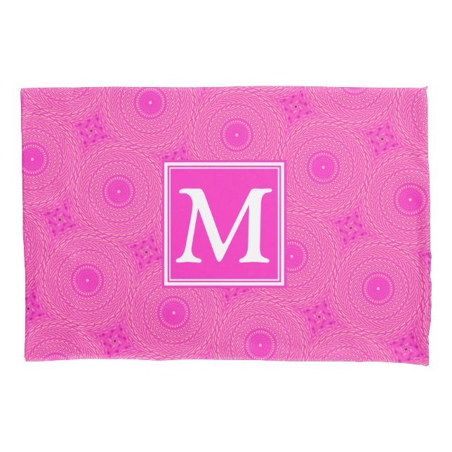 Padrão dos círculos rosa a quente do monograma (Frente)