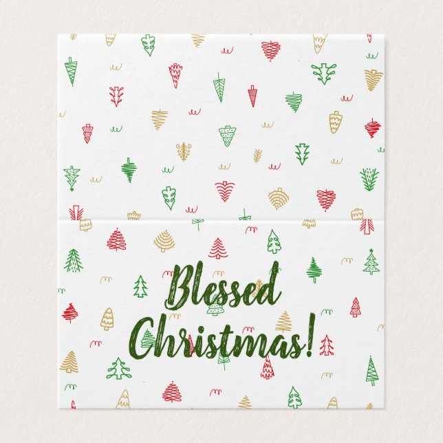 Padrão Dourado de Árvores de Natal Vermelhos (Exterior Desdobrado)