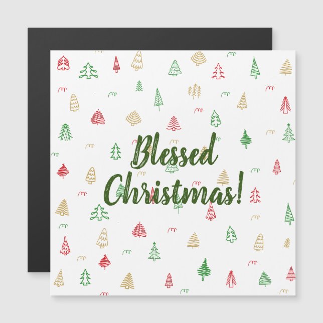 Padrão Dourado de Árvores de Natal Vermelhos (Frente/Verso)