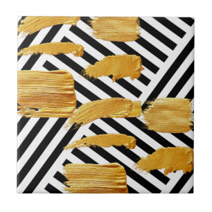 Padrão Dourado de Azulejo de cerâmica, preto e b