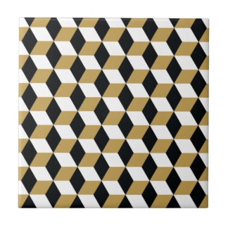 Padrão Dourado de cubos 3D preto e branco
