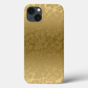 Padrão Dourado de Damascos Florais Monocromáticos