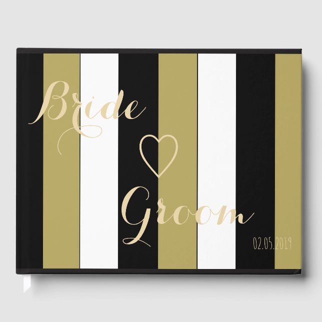 Padrão Dourado de Stripes Brancas Pretas do Livro  (Frente)