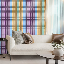 Padrão Elegante Azul Lilac Azul Dourado Checkered