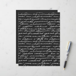 Padrão Elegante de manuscrito preto branco clássic