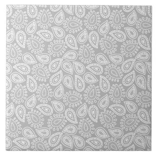 Padrão Elegante de Paisley em cinzas brancas e le