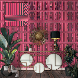 Padrão Elegante de Stripes Rosa de Carvões