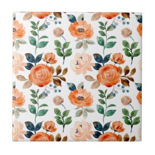 Padrão Elegante e Sem Costura de Flores em Aquarel
