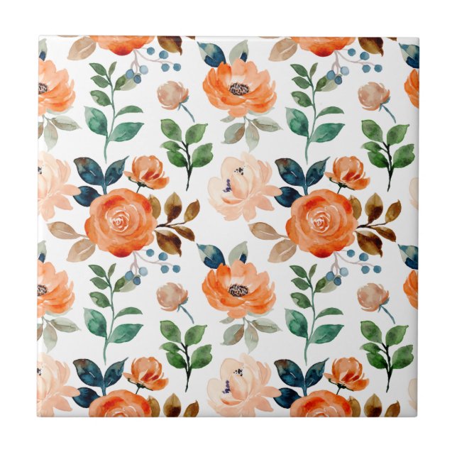 Padrão Elegante e Sem Costura de Flores em Aquarel (Frente)