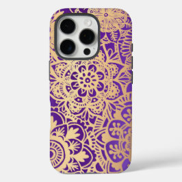 Padrão Elegante Roxo e Dourado de Mandala