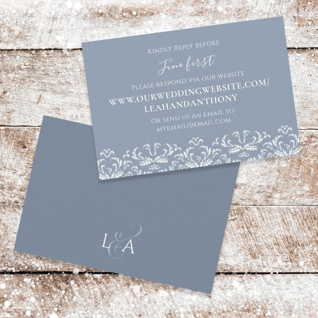 Padrão Elegante RSVP de Casamento Azul (Criador carregado)