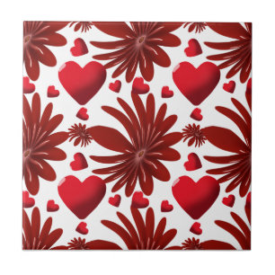 Padrão Estético Coração Floral Vermelho Romântico