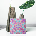 Padrão Étnico Caleidoscópico Roxo E Turquesa<br><div class="desc">Apresentando um azulejo cerâmico refinado adorado com um intrincado e cativante design. Essa obra-prima ornamentado apresenta uma mistura harmoniosa de abstratos perfeitamente entrelaçadas, apresentando um padrão mesmerizador. Matizes vibrantes de púrpura, bege e turquesa entinificam graciosamente, imbuindo um senso de elegância e alura. Elevem o vosso espaço com este azulejo decorativo,...</div>