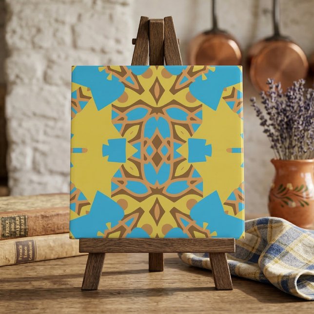 Padrão Étnico de Boho Amarelo e Turquesa (Criador carregado)