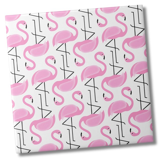Padrão Flamingo Moderno Rosa Simples (Cute Simple Modern Tropical Pattern Pink Flamingo Ceramic Tile)