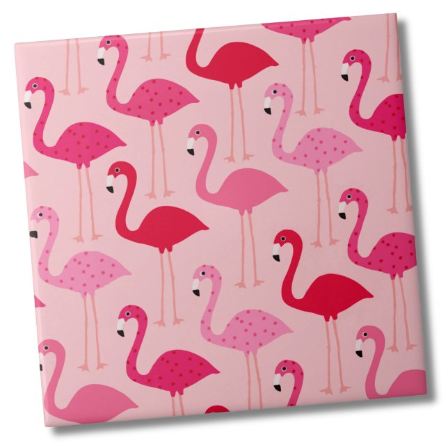 Padrão Flamingo Rosa Bonito (Cute Girly Modern Summer Pink Flamingo Pattern Ceramic Tile)