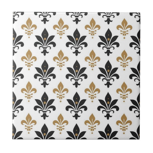 Padrão Fleur-de-Lis Preto e Dourado (Frente)