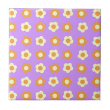 Padrão Flor Simples Laranja Púrpura Púrpura