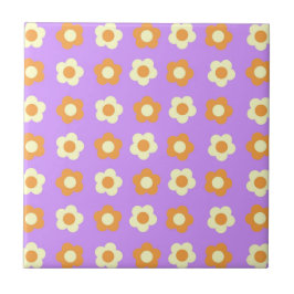 Padrão Flor Simples Laranja Púrpura Púrpura