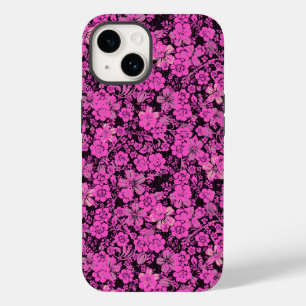 Padrão floral 15.Preto cor-de-rosa BG