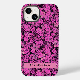 Padrão floral 15.Preto cor-de-rosa BG PS