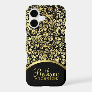 Padrão Floral Abstrato Metálico Dourado Falso Femi