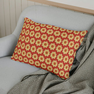 Padrão Floral Amarelo Dahlia em Vermelho