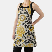 Padrão floral amarelo e preto estilo vintage