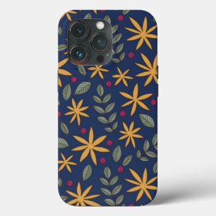 Padrão Floral Amarelo Elegante em Azul