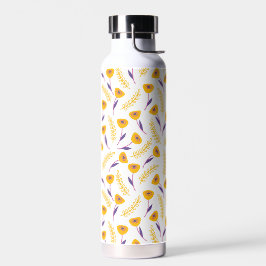 Padrão floral amarelo limpo Garrafa de água