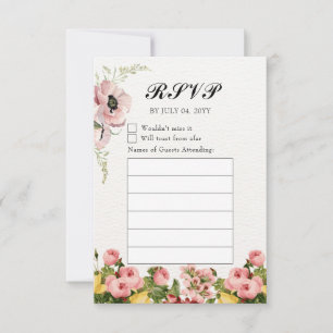 Padrão Floral Amarelo RSVP de Casamento